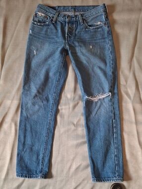 Levi’s 501 CT Customized Tapered Distressed Boyfriend Jeans Mid Rise Size 25